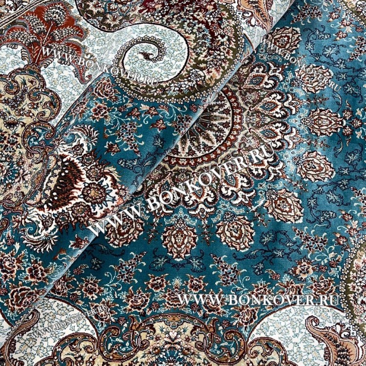 Иранский ковер дизайн 22 Синий Овальный