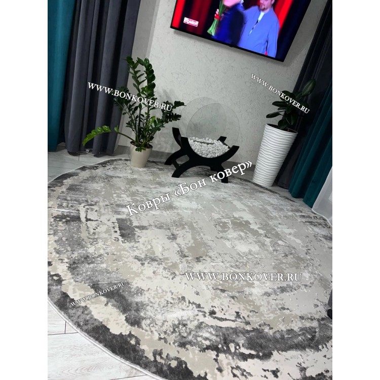 Ковер в гостиную дизайн 08 Серый Круг