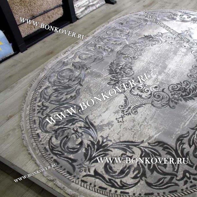 Ковер Турция Для Гостиной Дизайн 95 Серый Овал