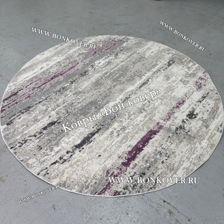 Круглый Ковер Для Гостиной Сиреневый С Серым Дизайн 30451
